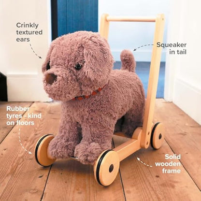 Little Bird Told Me - Bailey Dog Baby Walker/Push Along/Ride On for Toddler 12+ Months Unisex - 2-in-1 Soft Toy on Wheels, Sturdy Wooden Frame, Soft Plush Fabric - British Brand Since 2007