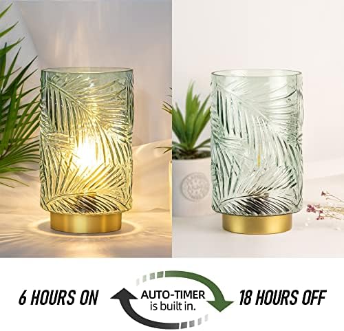 MJ PREMIER Table Lamp, Battery Operated Lamps for Home, Decorative Cordless Lamp with Timer, Battery Powered Lamp, Table Centerpiece for Living Room/Bedroom/Tabletop/Entryway(L-Light Green)