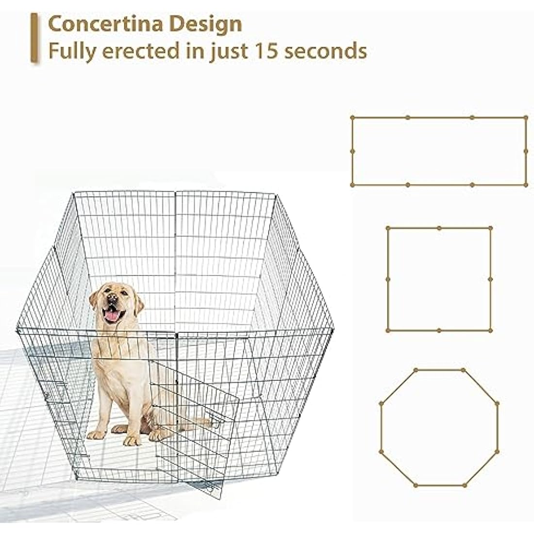 Ellie-Bo Easy-Up 8 Piece Foldable Portable Dog Puppy Play Pen with Door for Indoor/Outdoor Use 61cm High, Rabbit, Cat, Guinea Pigs