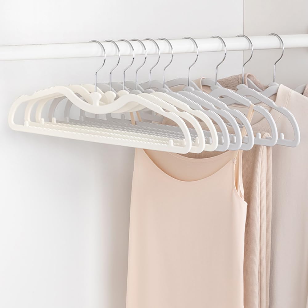 Lkw Ogechi 10 Pack Adult Clothes Hangers with 360° Swivel Hook, Non Slip Short Neck Clothes Hanger, Ultra Slim Wardrobe Hangers