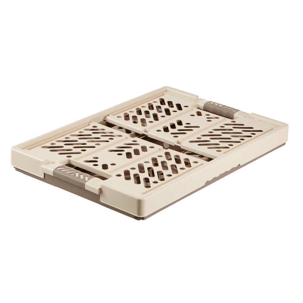 keeeper 4x Sturdy Professional Folding Boxes with Soft-Touch Handles, 54 x 37 x 28 cm, 45 Litre, Ben, Cream/ Taupe
