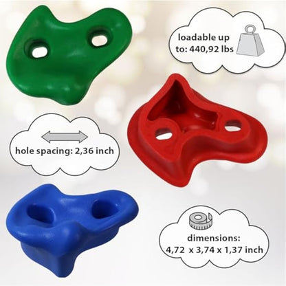 ALPIDEX Children's climbing holds, load capacity up to 200 kg, Mounting material included, different quantities multicolored - 20 pieces