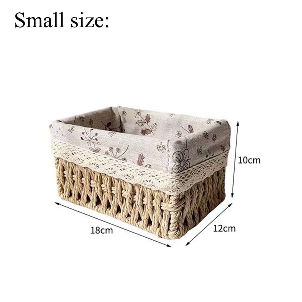 BEVKAF Seagrass Set of 3 Rectangular Storage Baskets Pear Blossom Style