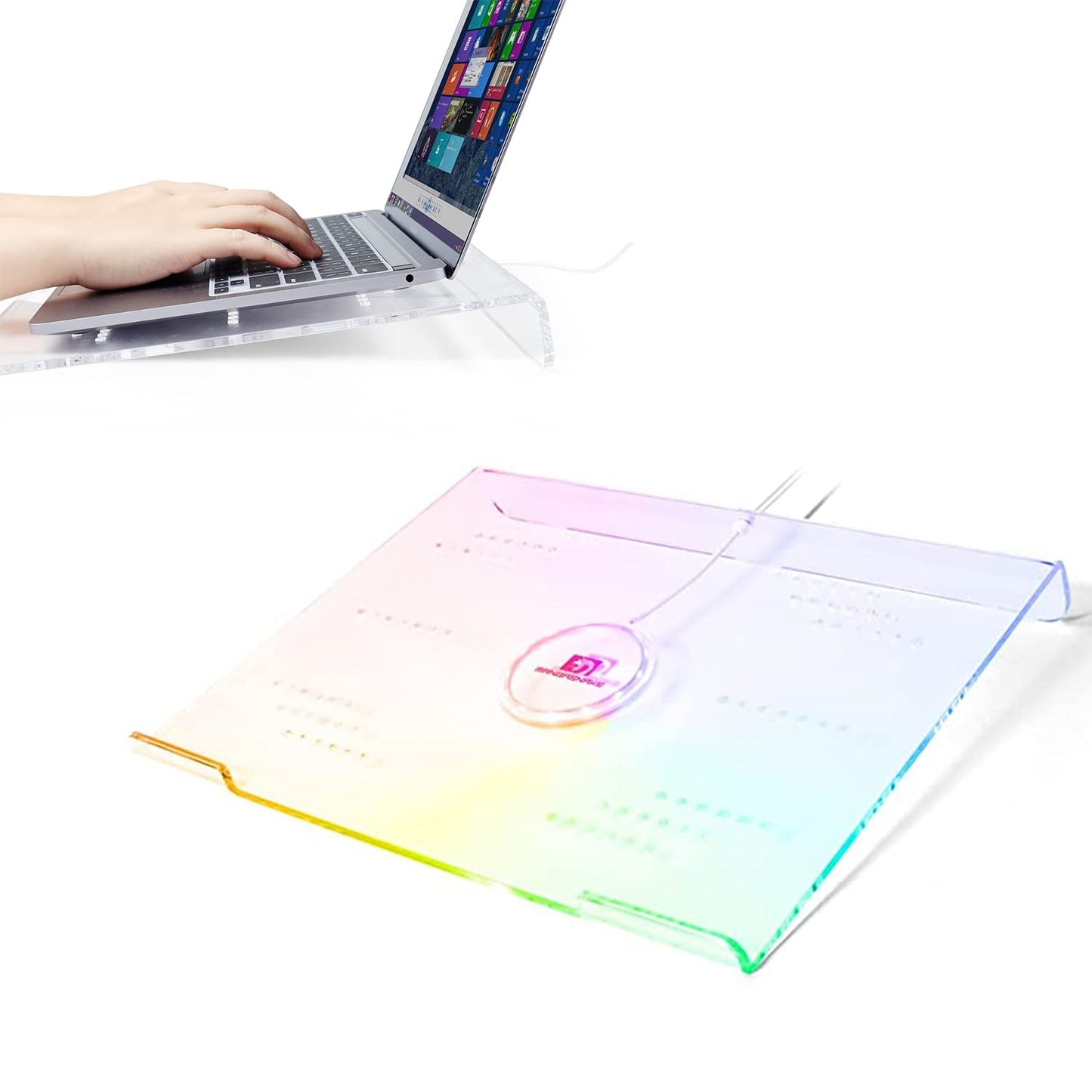 MAMBASNAKE Laptop Riser for Desk, Clear Acrylic Laptop Stand, Ergonomic Computer Stand for Laptop
