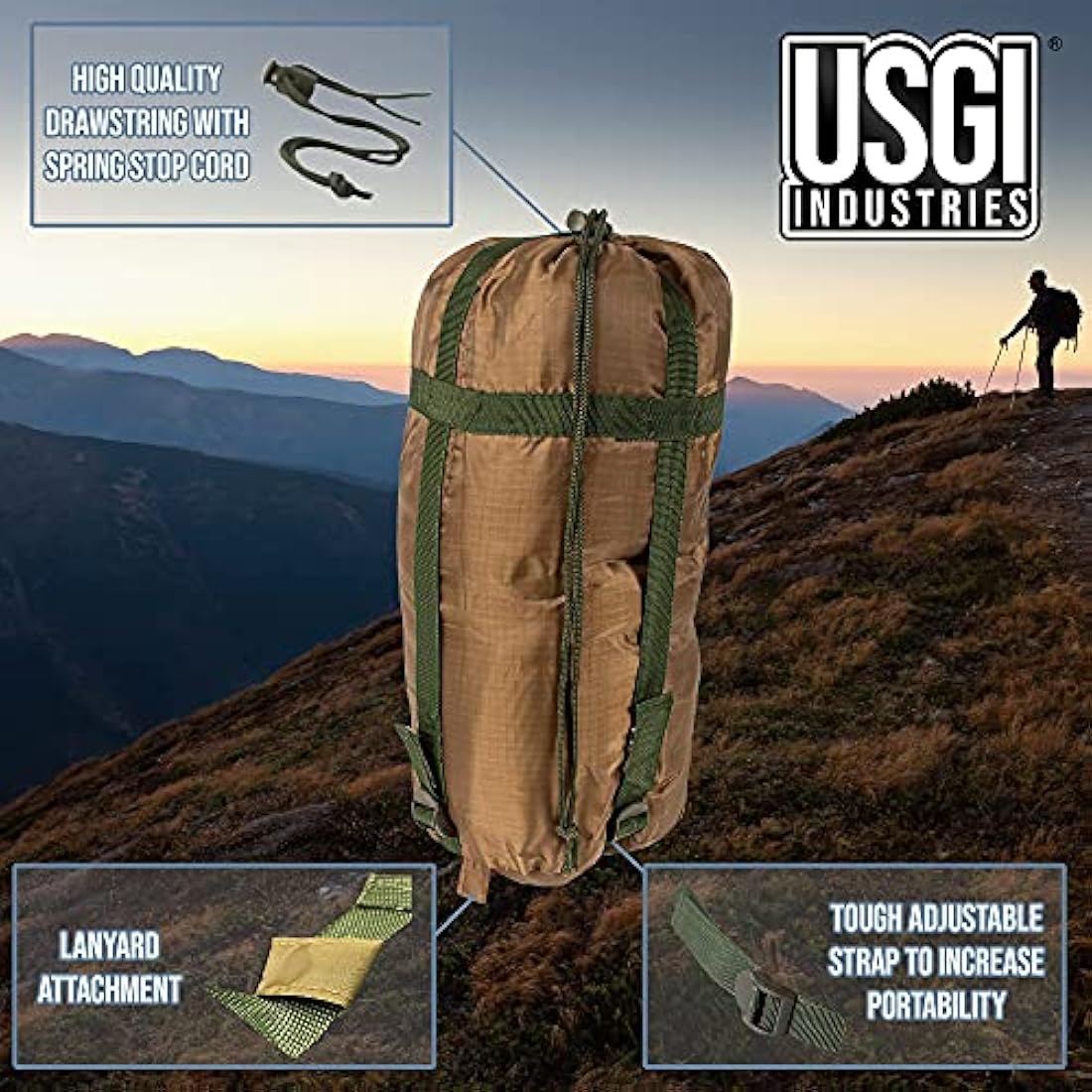 USGI Industries Military Woobie Blanket | Thermal Insulated Camping Blanket, Poncho Liner | Large, Portable, Water-Resistant, for Hiking, Outdoor, Survival, Comes with Compression Carry Bag (Marpat)