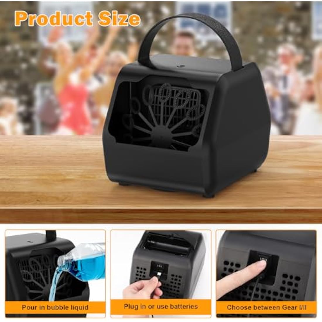 Bubble Machine, Bubble Machine for Kids 16000+ Bubbles/Min with 2 Speeds Portable Bubble Maker, Electric Bubble Blower for Kids Parties, Birthday, Wedding Scene, Camping, Powered by USB or Batteries