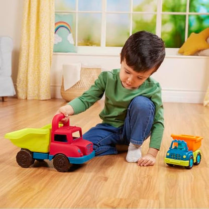 B. toys – Grab-n-Go Truck Set – 2 Trucks, Big & Mini Dump Trucks for Toddlers, Construction Vehicle Toys for Kids 1+ Years