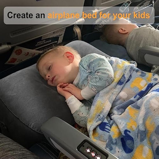 Maliton Airplane Footrest, Inflatable Foot Rest for Kids, Adjustable Height Travel Pillow On Airplanes, Cars, Office, Toddler Travel Essentials (Dark Grey, 2 Pack