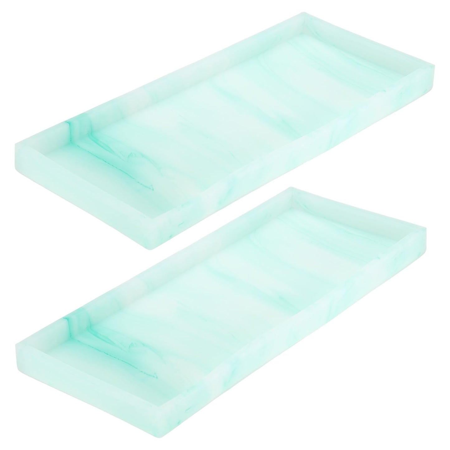 sourcing map 2Pcs Bathroom Vanity Tray, 11.8" x 5" Silicone Soap Dispenser Trays, Shatterproof Kitchen Sink Organizer for Soaps Keys Candle Trinket