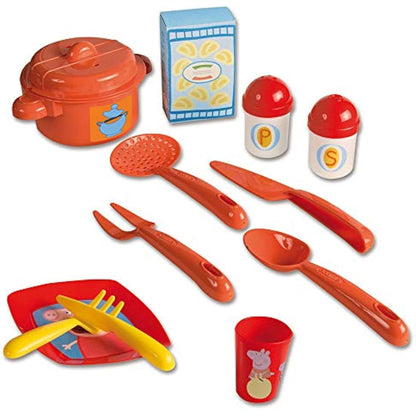 Smoby Mi Cocina Peppa Pig Ecoiffier Children's Kitchen with 13 Accessories, 100% Official License, Boys Girls from 18 Months (1711), Multicoloured, 60.5 x 42.7 x 24.6