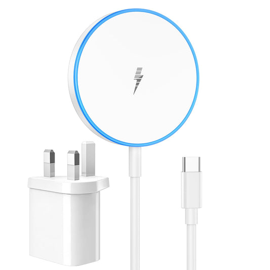Magnetic Wireless Charger with 20W Fast Adapter, Mag-Safe Charger for iPhone 17/16/15/14/13/12 series, AirPods 4/3/2/Pro, Wireless charger with LED,
