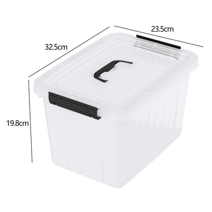 Dynko 4-pack 10 Liters Plastic Storage Boxes, Clear Boxes with Lids