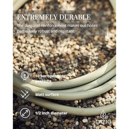 LIVLIG Garden Hose 50m, hosepipes for Garden 1/2 inch Made in Germany, 50m Hose Pipe Made of Recycled PVC, dimensionally Stable, Colour: Green