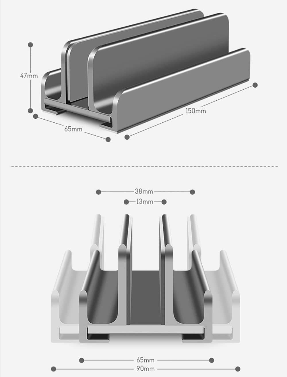 VOANZO Vertical Laptop Stand - Adjustable Laptop Holder, Dual 3 Slots Upright Laptop Storage Holder for All Laptops up to 17.3"