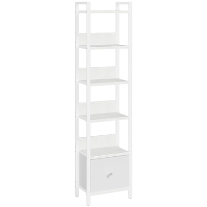 MAHANCRIS Bookshelf, 6-Tier Bookcase with Removable Drawer, Freestanding Book Shelf for Small Space, Storage Shelf Organizer, for Living Room