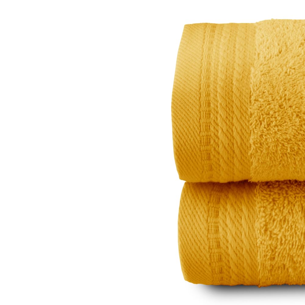 RIZO Top Towel - Set of 2 Bidet Towels - Bath Towels - Small Towels - 100% Combed Cotton - 600 g/m2 - Measure 30 x 50 cm - Gold
