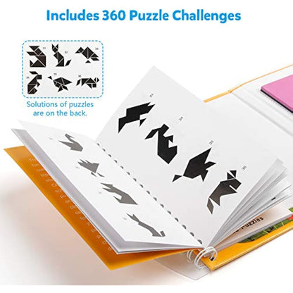Coogam Magnetic Travel Tangram Puzzles Book Games IQ Educational Toys for Kids Adults (360 Patterns)
