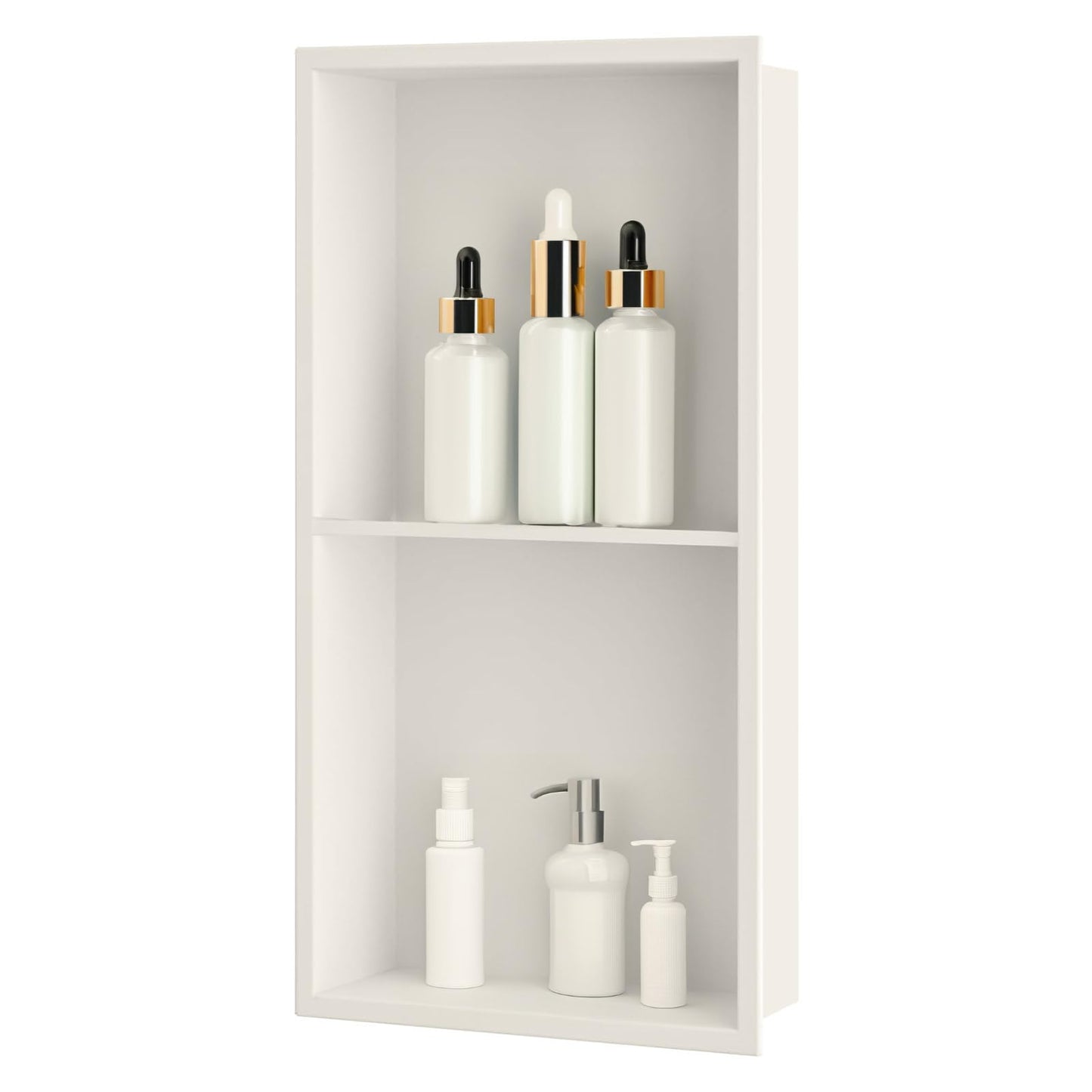 sunrik Shower Niche, Embedded Shower Niche Stainless Steel, Shower Niche with Shelf 30?60?10cm, Warm white
