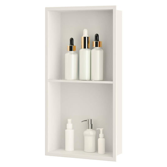 sunrik Shower Niche, Embedded Shower Niche Stainless Steel, Shower Niche with Shelf 30?60?10cm, Warm white