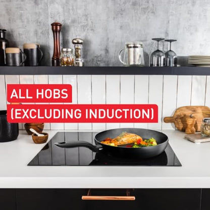 Tefal Titanium Essential Frying Pan 30 cm, Non-Stick Coating, Metal Safe, Compatible with All Hobs Except Induction, Flawless Glide, Everyday Use, B9410744