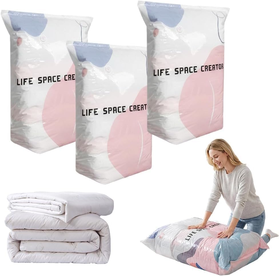 Vacuum Storage Bags 2026 New Vacuum Pack Bags for Clothes Duvet Travel and Home Comforters Blankets Bedding Compression Space Saver (3Pcs 100x80x30cm)