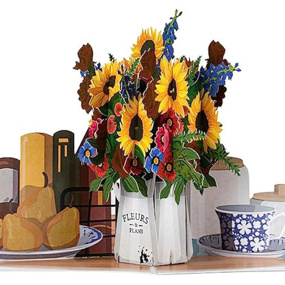 Cardology - Sunflowers Pop Up Card | Birthday Cards For Her, Mothers Day Cards, Valentines Day Card, Congratulations On Your New Home, Thank You Cards or Get Well Soon Cards | Handmade