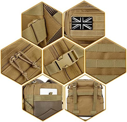 QT&QY 45L Military Tactical Backpacks Molle Army Assault Pack 3 Day Bug Out Bag Hiking Treeking Camouflage Hunting Rucksack