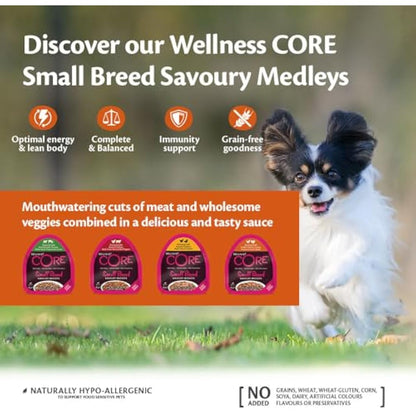 Wellness CORE Small Breed Savoury Medleys, Wet Dog Food Small Dogs, Dog Food Wet Smaller Breed, Grain Free, High Meat Content, Butcher Selection Mix, 6 X 85 G