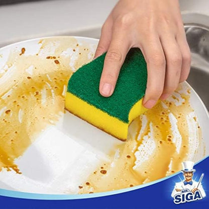MR.SIGA Heavy Duty Scrub Sponge, Pack of 12, Size:11 x 7 x 3 cm, 4.3" x 2.8" x 1.2"
