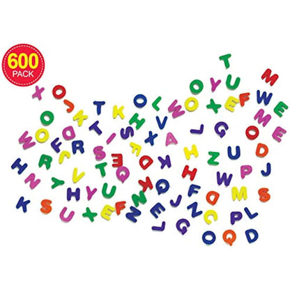 Baker Ross EC170 Self Adhesive Uppercase Alphabet (Pack of 600) Puffy Scrapbook Stickers in Fun Foam Shapes, Assorted