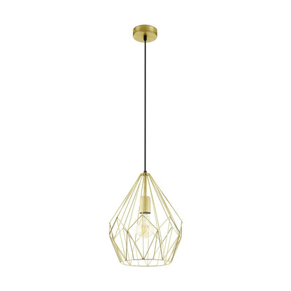Eglo Carlton Vintage Pendant Light, Retro Gold Steel Hanging lamp, E27 Socket