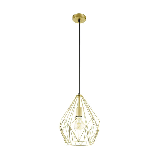 Eglo Carlton Vintage Pendant Light, Retro Gold Steel Hanging lamp, E27 Socket