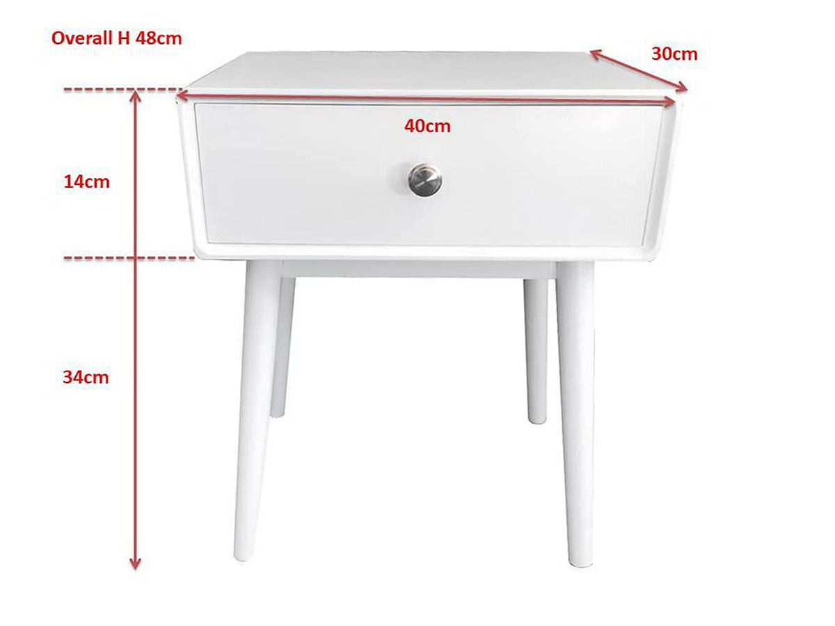 ASPECT Niva Bedside Table With One Drawer White