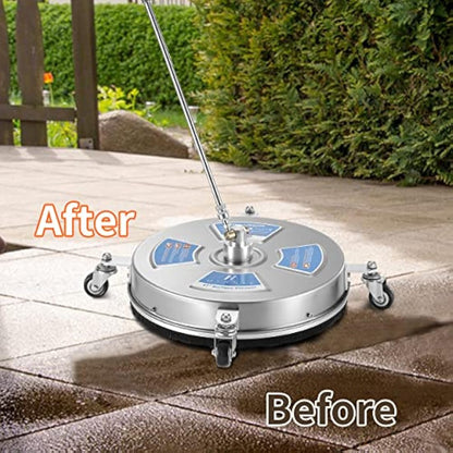 M MINGLE 17'' Pressure Washer Surface Cleaner, Driveway Pressure Washer Attachments with 2 Power Washer Replacement Wands and Nozzles, 1/4" Quick Connect, 4000 PSI