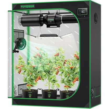VIVOSUN Grow Tent 120 x 60 x 150 cm, Made of Highly Reflective Mylar, with Viewing Window and Base Tray for Hydroponics and Indoor Growing, S425, Suitable for VS2000