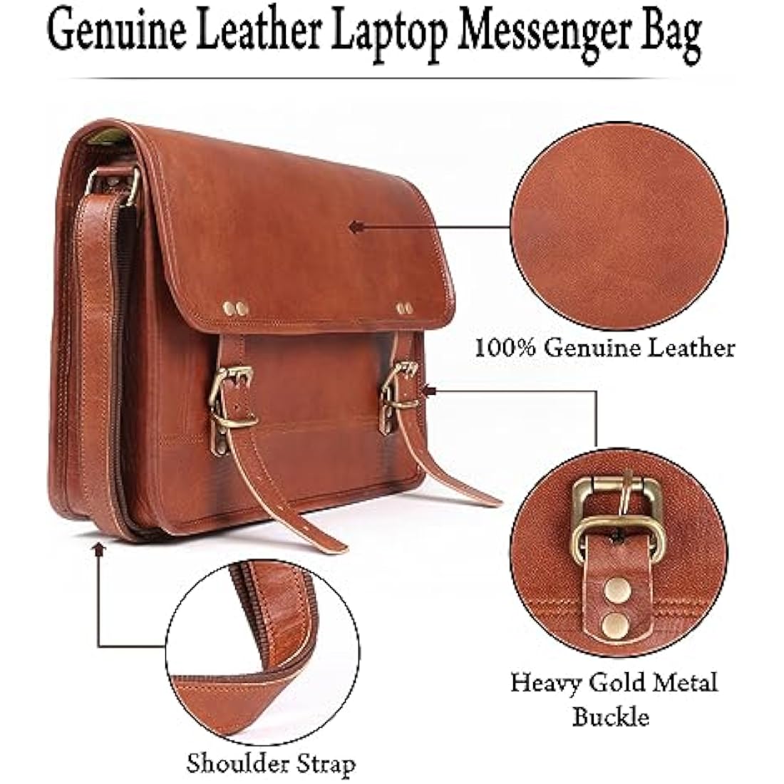 ALASKA EXPORTS Laptop Messenger Bags With Adjustable Strap Vintage Leather Computer Bag | Office Satchel | Business Satchels | Shoulder Bags (14 X 10 X 4 INCH )