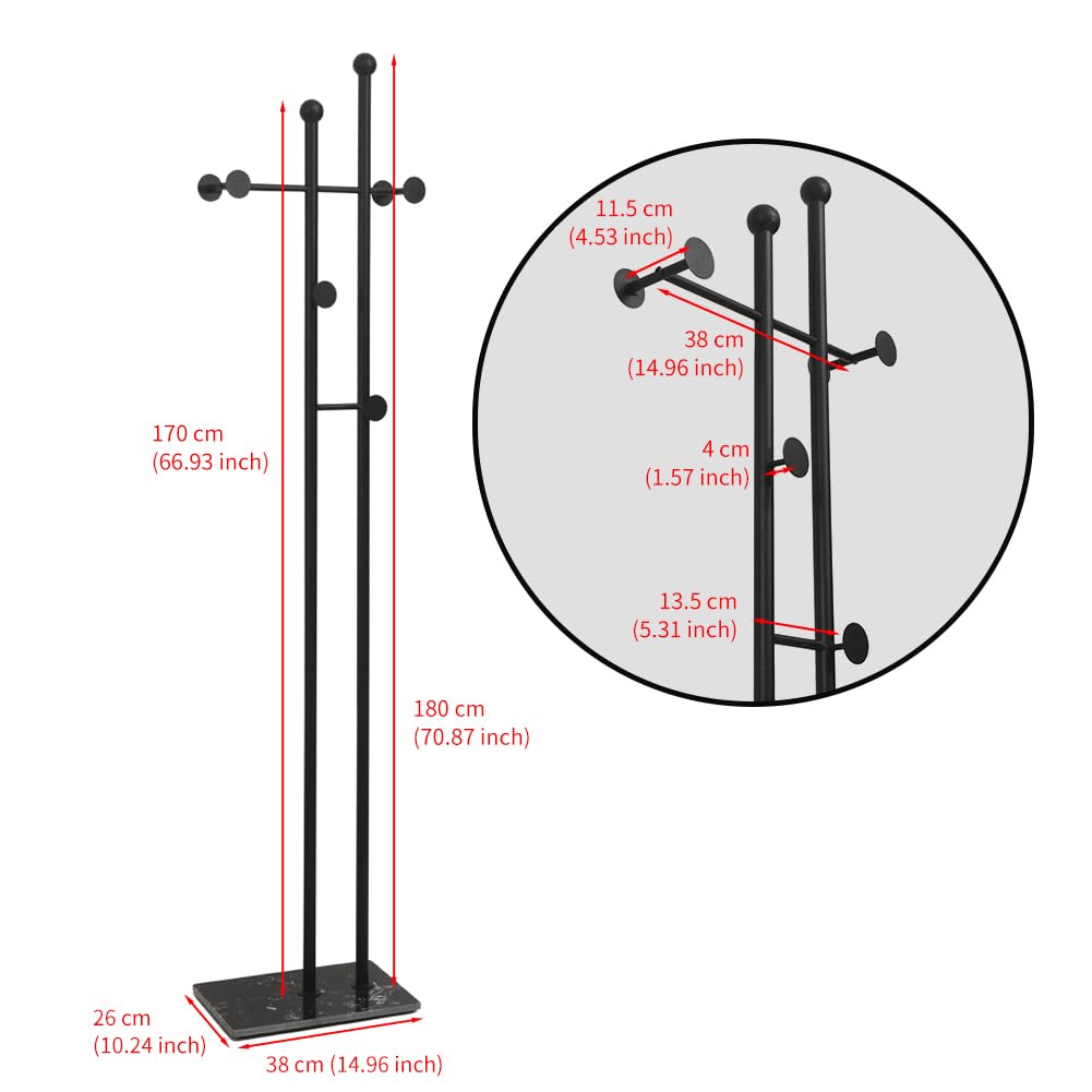 Cre Cra Marble Clothes Rail, Sturdy Metal Coat Stand, Modern Clothes Rack for Clothes, Wardrobe Stand, Freestanding Jacket Stand