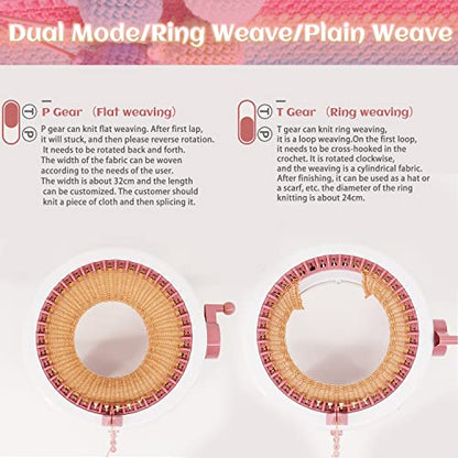 48 Needle Circular Knitting Machine for Adults & Children - DIY Looming Machine for Knitting Scarves, Hats, Socks & Gloves (Pink)