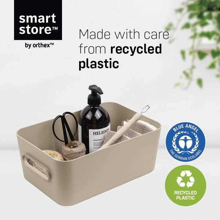 SmartStore Medium Plastic Storage Box with Handles 3× 5.3 L | Organiser Basket for Bathroom, Laundry, Kitchen, Office Drawers and Shelves