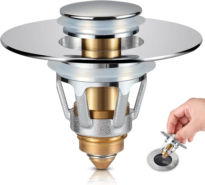 Sink Plug, Drain 2-in-1 Magic Drain Strainer Drain Fitting Plug Sink - Includes 3 Sealing Rings Universal Sink Plug with Drain Strainer for Bathroom