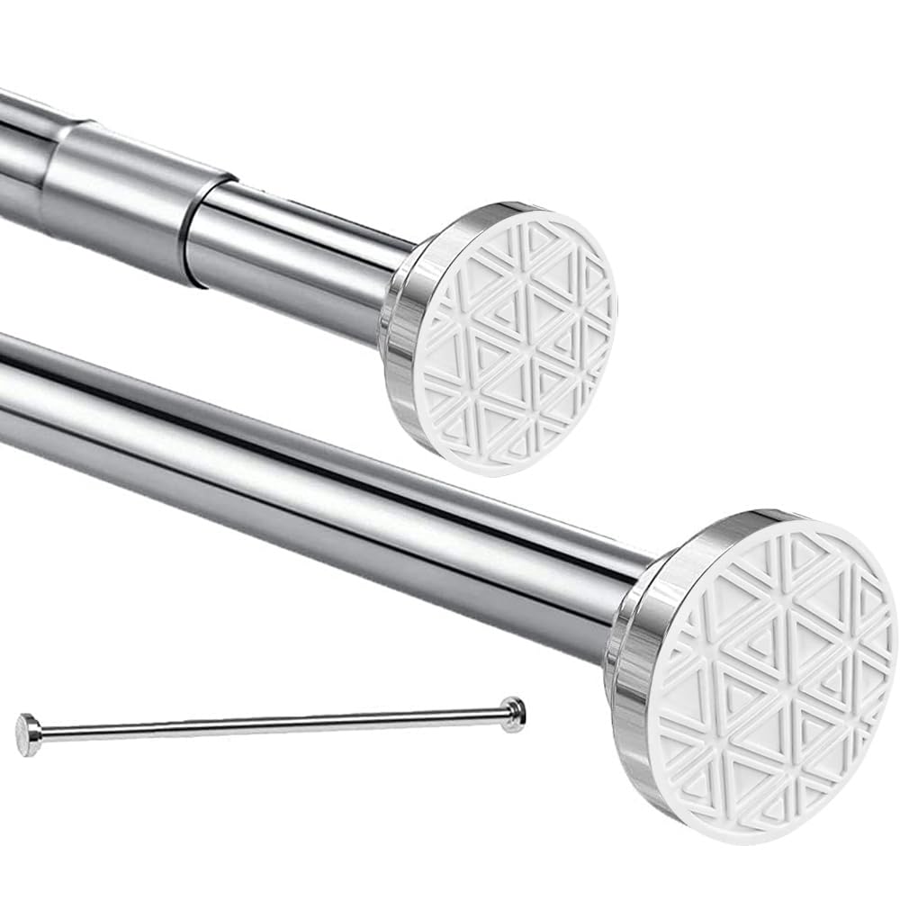 Stainless Steel Extendable Telescopic Curtain Rod Tension Pole Net Voile Shower Curtains Rail No Drill Matt for Bathroom, Closet,Garderobe 50-200cm