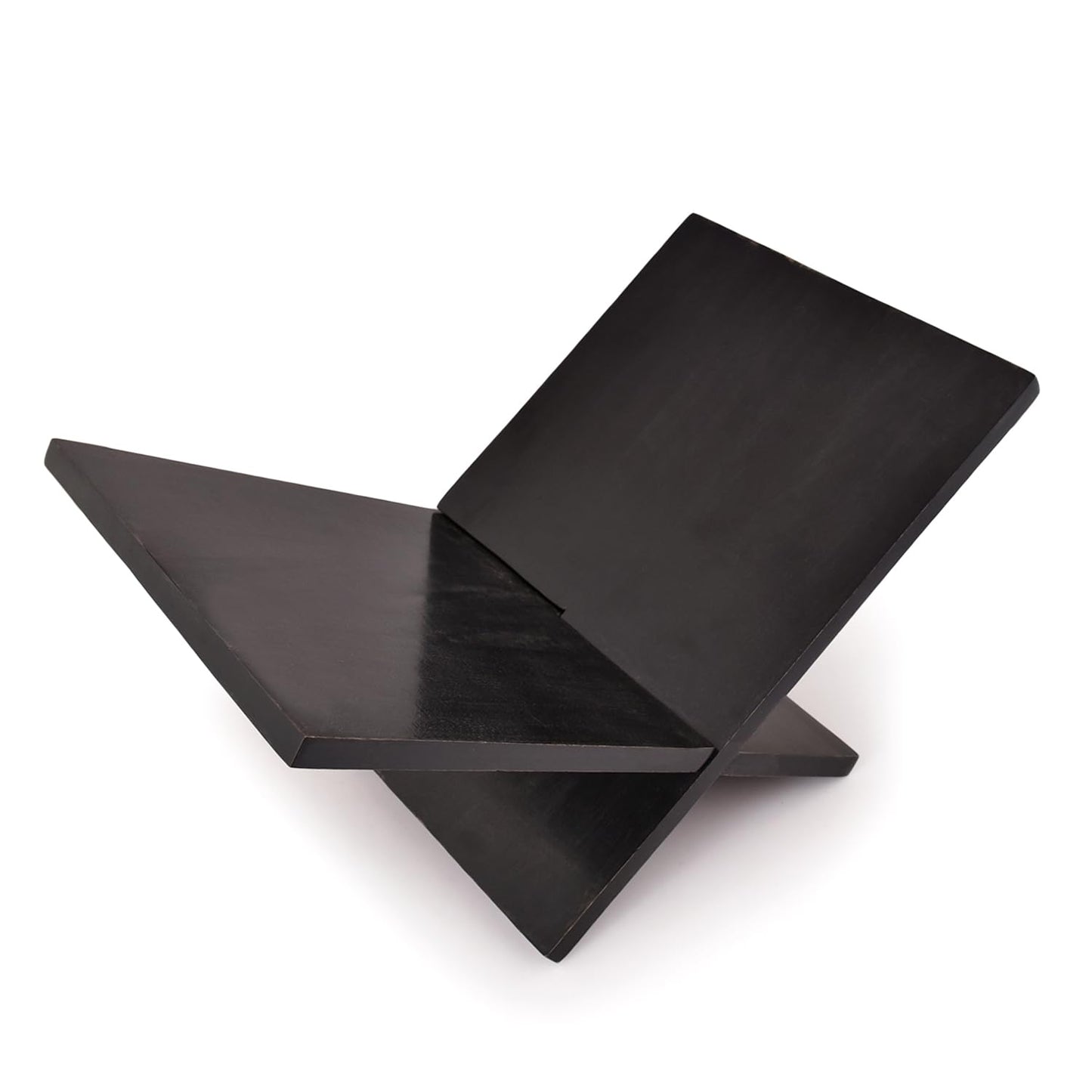 Indus Lifespace Book Stands Mango Wood Cross Frame Black Wooden Book Holder, for Magazine, Art Book, Cook Book, Bible, Quran (11" x 10" x 0.75")