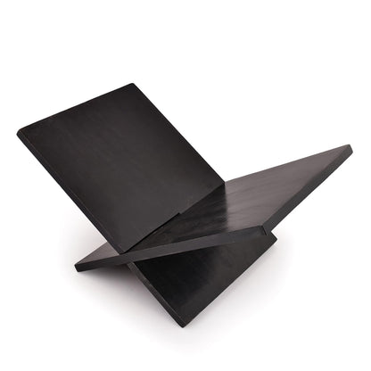 Indus Lifespace Book Stands Mango Wood Cross Frame Black Wooden Book Holder, for Magazine, Art Book, Cook Book, Bible, Quran 11" x 10" x 0.75"