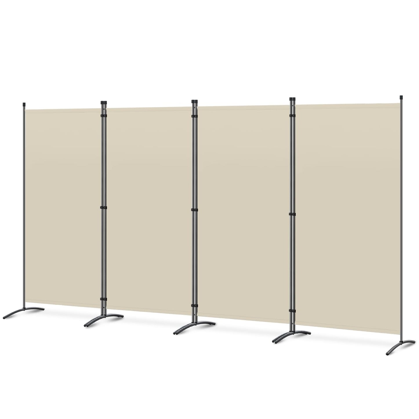 Angel Living 4 Panels Folding Room Divider | Privacy Screen with Polyester Fabric & Sturdy Iron Frame | Freestanding Partition for Office, Bedroom