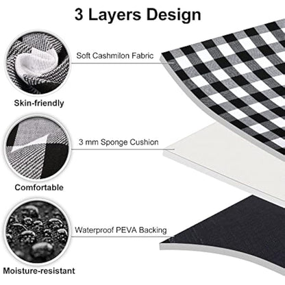 Ben & Bel Water/Sand/Dirt-resistant Picnic Blanket with PU Handle, Outdoor-Ready Black & White Square, 150x200cm XL