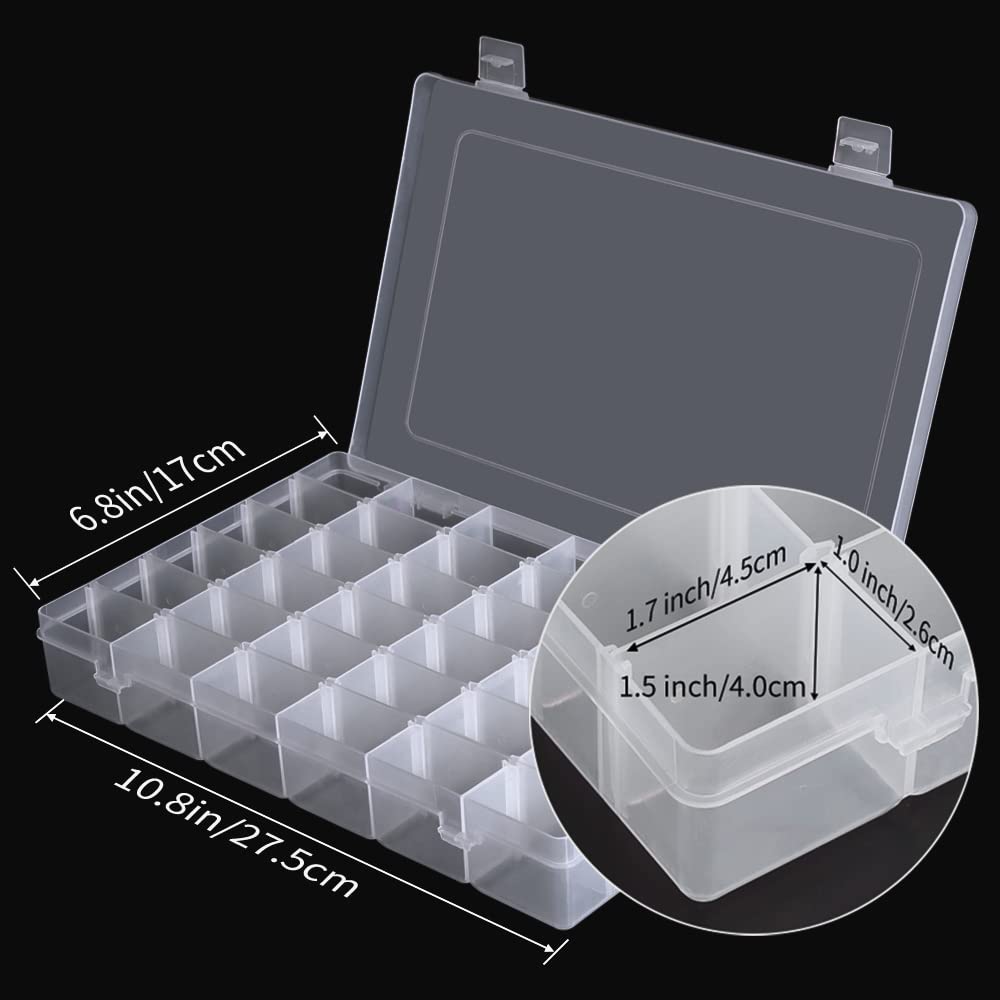 Opret 36 Grids Plastic Jewellery Organiser, Clear Storage Box