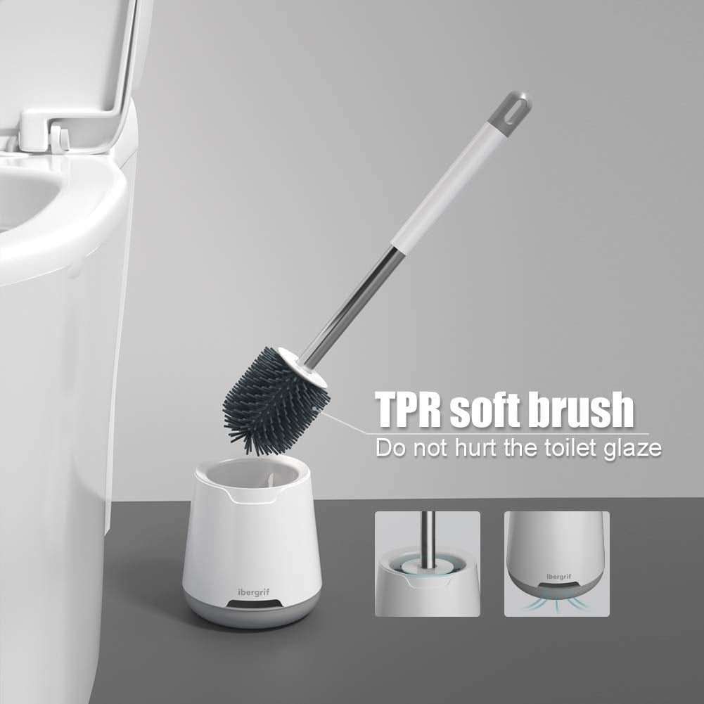 Ibergrif Silicone Toilet Brushes & Holders, Quick Drying, Deep Cleaning