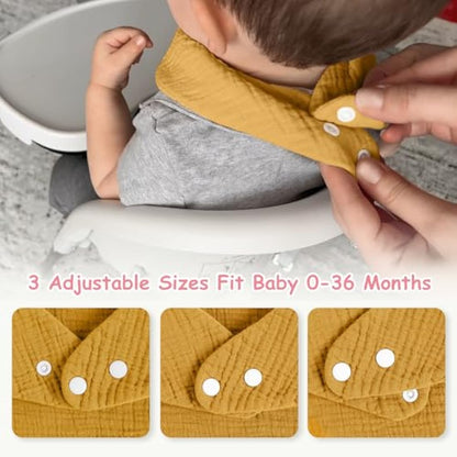 Yoofoss Baby Bibs 10 Pack Dribble Bandana Bibs 100% Cotton for Boys Drool Bib for Teething Soft and Absorbent with Adjustable Snaps