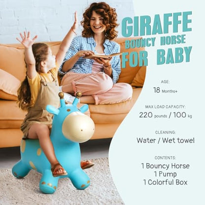 U&C Planet Animal Hopper for Kids, Toddler Ride-on Giraffe, Bouncy Horse Hopper, Jumping Horse, Inflatable Hopper Bouncy,Hopping Toys Gift for Boys Girls