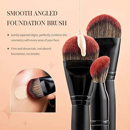 Jessup Makeup Brushes Set 13pcs, Professional Vegan Foundation Powder Contour Blush Highlight Eyeshadow Blending Concealer Spoolie EyeLiner Brush, Phantom Black T300